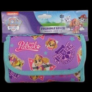 Paw Patrol Insulated Foldable Lunch Bag Team Skye Purple Blue  9 x 7 x 4" NEW
